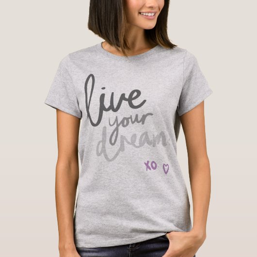 Live Your Dream - Grijs Yoga & Pilates T-shirt (Voorkant)