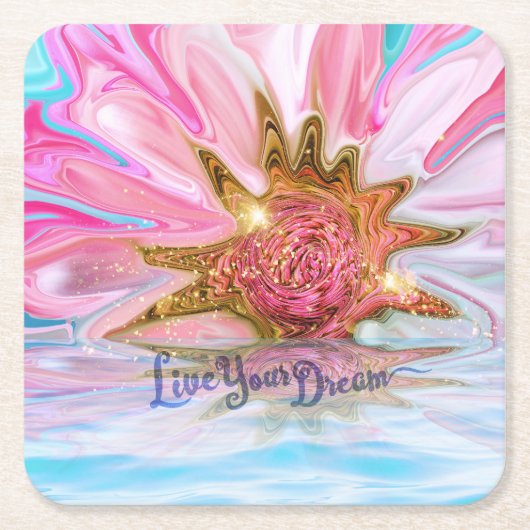Live Your Dream - Roos Flower power Kartonnen Onderzetters (Voorkant)