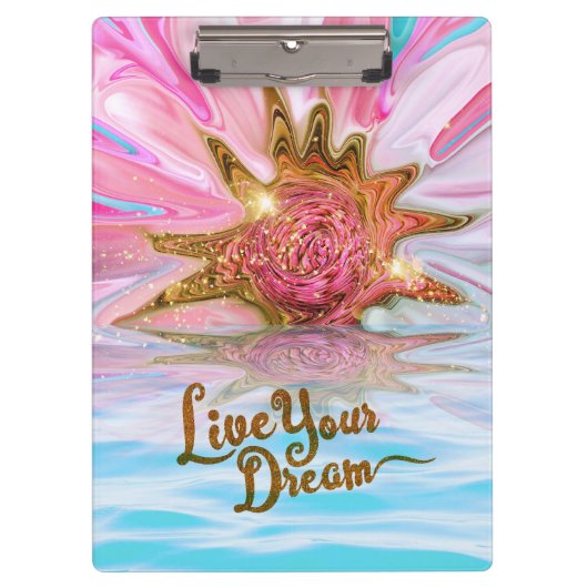 Live Your Dream - Roos Flower power Klembord (Voorkant)