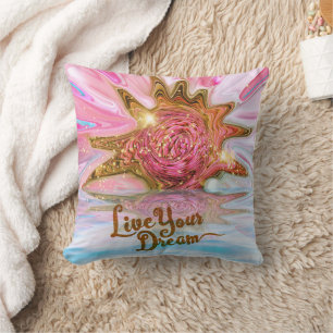 Live Your Dream - Roos Flower power Kussen
