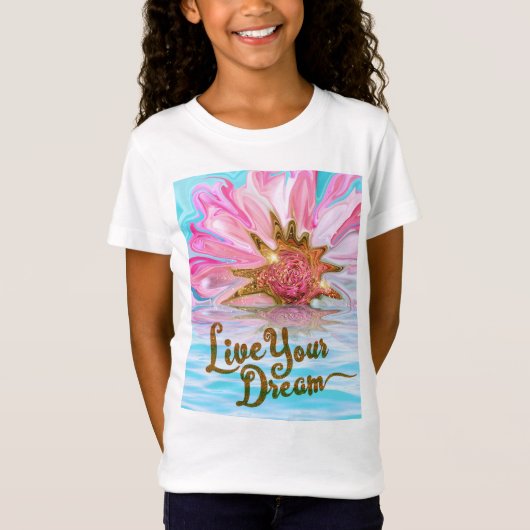 Live Your Dream - Roos Flower power T-shirt (Voorkant)