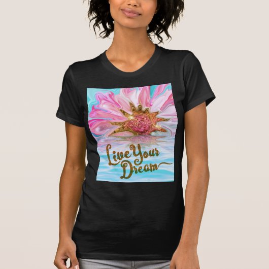 Live Your Dream - Roos Flower power T-shirt (Voorkant)