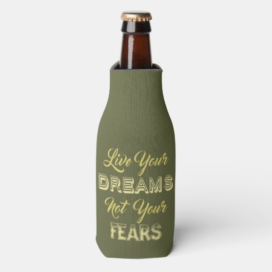 Live Your Dreams aangepaste naam & kleur fles koel Flesjeskoeler (Fles Voorkant)