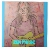 Live Zen Music Girl Sketch Tegeltje (Voorkant)
