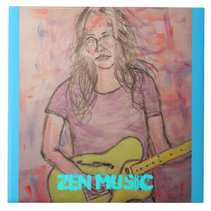 Live Zen Music Girl Sketch Tegeltje