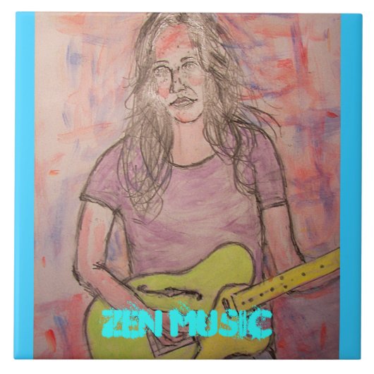 Live Zen Music Girl Sketch Tegeltje (Voorkant)