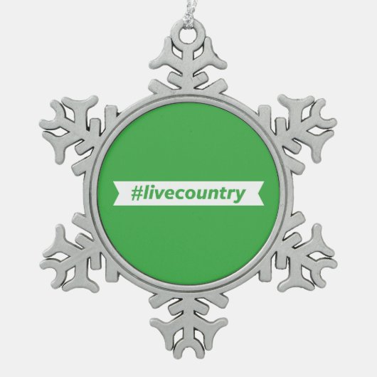 #LiveCountry Tin Sneeuwvlok Ornament (Voorkant)