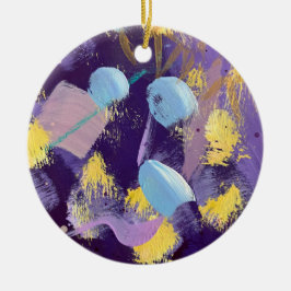 Lively blue, purple, and yellow abstract art keramisch ornament