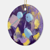 Lively blue, purple, and yellow abstract art keramisch ornament (Links)