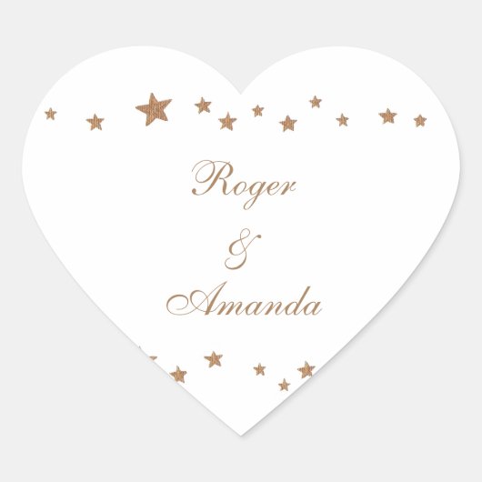 Lively Gold Stars Border Personalized Wedding Seal Hart Sticker (Voorkant)