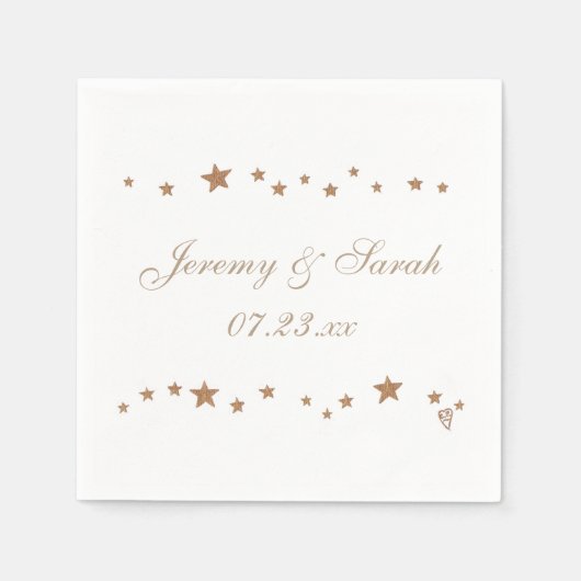 Lively Gold Stars Personalized Wedding Napkins Servetten (Voorkant)