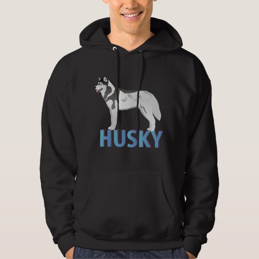 Lively Husky Dog Side Uitzicht Hoodie (Voorkant)