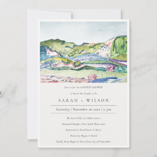 Lively Mountain Scape Blush Couples Shower Bedankkaart (Voorkant)