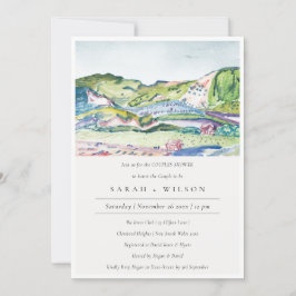 Lively Mountain Scape Blush Couples Shower Bedankkaart