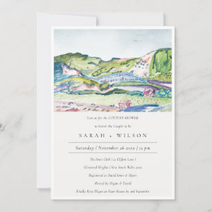 Lively Mountain Scape Blush Couples Shower Bedankkaart