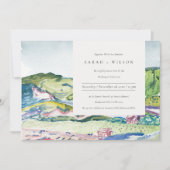 Lively Mountain Scape Blush Green Wedding Invite Bedankkaart (Voorkant)