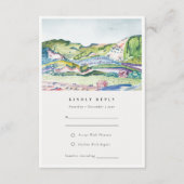 Lively Mountain Scape Blush Green Wedding RSVP Informatiekaartje (Voorkant)