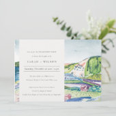 Lively Mountain Scape Blush Verloving uitnodigen Bedankkaart (Staand voorkant)