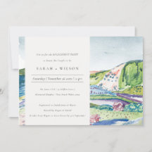 Lively Mountain Scape Blush Verloving uitnodigen