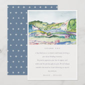 Lively Mountain Scape Blush Waterverf Wedding Bedankkaart (Voorkant / Achterkant)