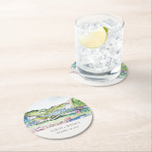 Lively Mountain Scape Blush Waterverf Wedding Ronde Kartonnen Onderzetter (Insitu)