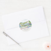Lively Mountain Scape Blush Waterverf Wedding Ronde Sticker (Envelop)