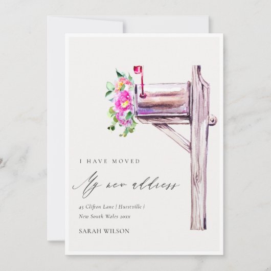 Lively Pink Floral Mailbox I heeft Kaart verplaats (Voorkant)