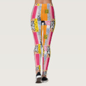 Lively Pink Oranje Geel Abstract Leggings (Achterkant)