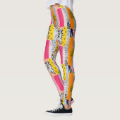 Lively Pink Oranje Geel Abstract Leggings (Links)
