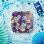Lively Purple and Blue Abstract Art Papieren Bordje (Feest)
