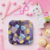 Lively Purple and Blue Abstract Art Papieren Bordje (Feest)