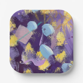 Lively Purple and Blue Abstract Art Papieren Bordje