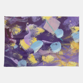 Lively Purple and Yellow, Abstract Art Theedoek