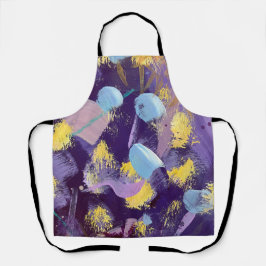Lively Purple, Yellow, and Blue Abstract Art Apron Schort