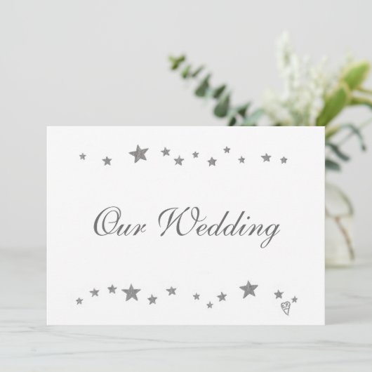 Lively Silver Stars Border, Ons huwelijk Kaart (Staand voorkant)