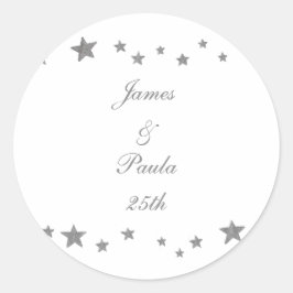 Lively Silver Stars Voeg naam toe Jubileum Sticker