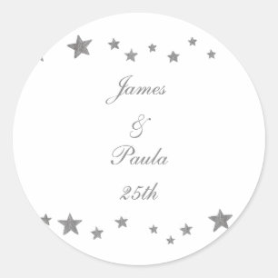 Lively Silver Stars Voeg naam toe Jubileum Sticker