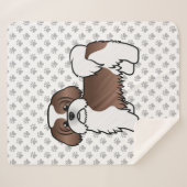 Liver and White Shih Tzu Cute Cartoon Dog Sherpa Deken (Voorkant (horizontaal))