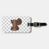 Liver Brown Shih Tzu Cartoon Dog & Custom Text Bagagelabel (Voorkant horizontaal)