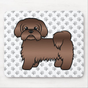 Liver Brown Shih Tzu Cute Cartoon Dog Illustratie Muismat