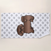 Liver Brown Shih Tzu Cute Cartoon Dog Illustratie Strandlaken (Voorkant)