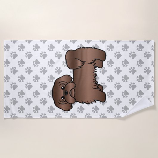 Liver Brown Shih Tzu Cute Cartoon Dog Illustratie Strandlaken (Voorkant)