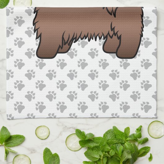 Liver Brown Shih Tzu Cute Cartoon Dog Illustratie Theedoek (Gevouwen)