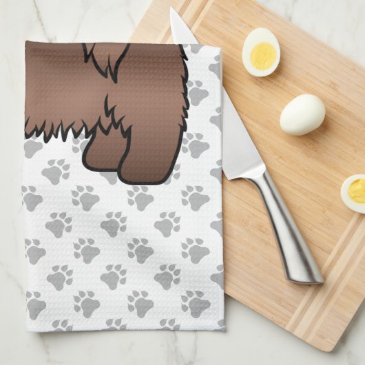Liver Brown Shih Tzu Cute Cartoon Dog Illustratie Theedoek (Quarter Fold)