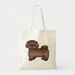Liver Brown Shih Tzu Cute Cartoon Dog Illustratie Tote Bag