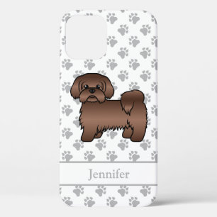 Liver Brown Shih Tzu Cute Cartoon Dog & Name Case-Mate iPhone Case
