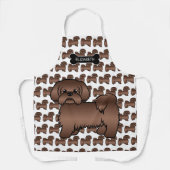 Liver Brown Shih Tzu Cute Cartoon Dog & Name Schort (Voorkant)
