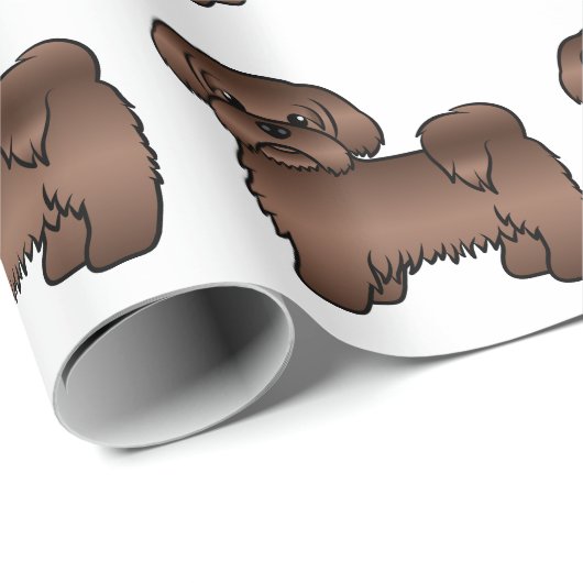 Liver Brown Shih Tzu Cute Cartoon Dog Patroon Cadeaupapier (Rol Hoek)