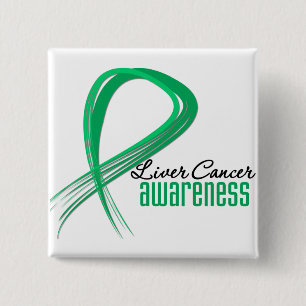 Liver Cancer Awareness Grunge Ribbon Vierkante Button 5,1 Cm