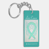 Liver Cancer Awareness Jade Ribbon Angel Sleutelha Sleutelhanger (Voorkant Links)